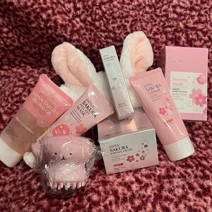 Japan Sakura Skincare 8 Piece Set with Bunny Ears Headband